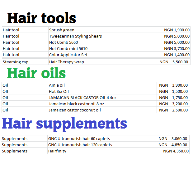 Hair tools, oils, supplements Sizzelle